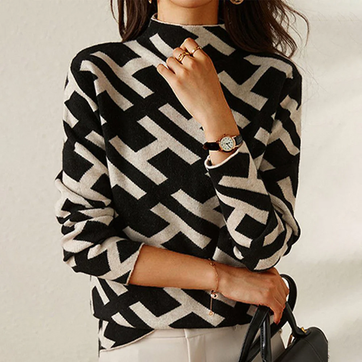 Mikee™ | Pullover geometrico con alfabeto nero