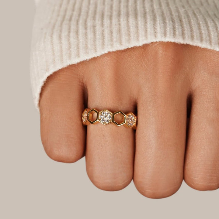 Abeille - Anello in oro e cristallo