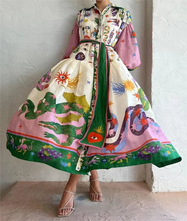 Lucie™ - Abito Fantasia dai Colori Vivaci