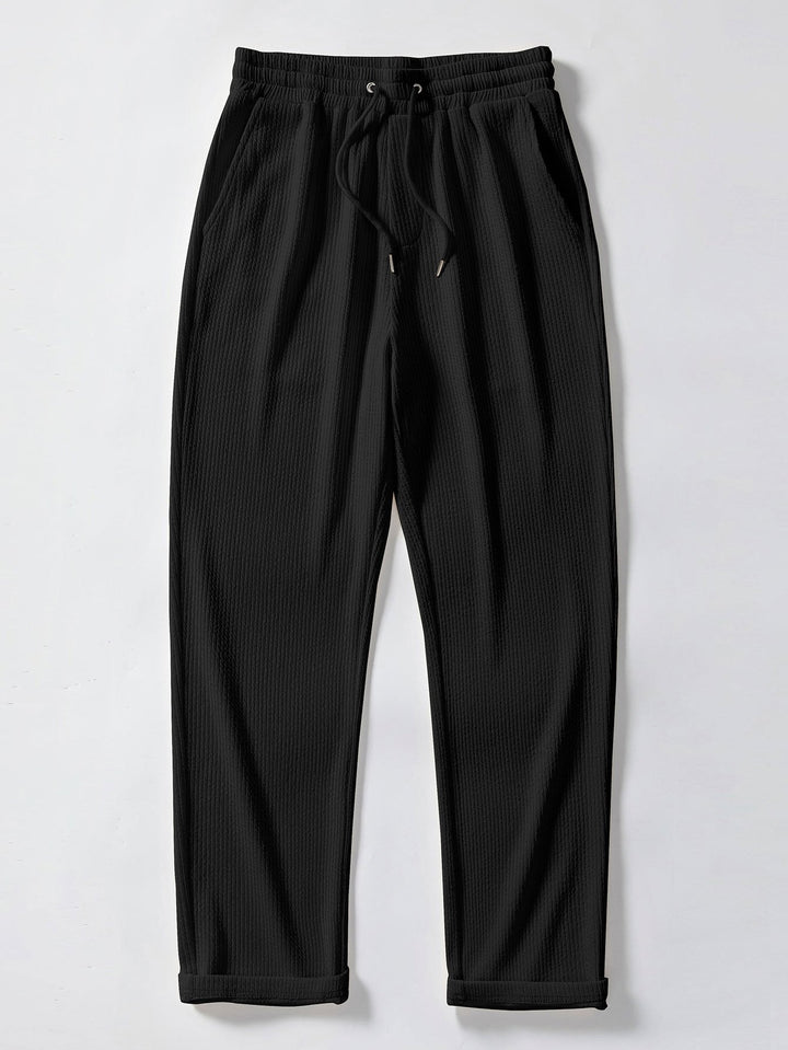 Chemise côtelée à manches longues, ajustée muscle, boutonnée & pantalon côtelé à jambe droite