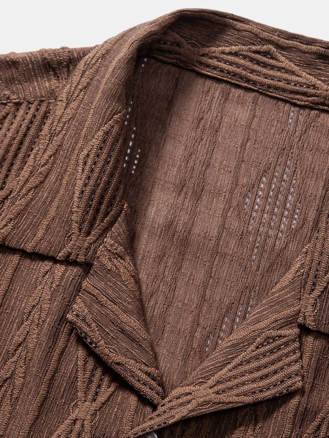 Camicia cubana in jacquard geometrico e pantaloni in lino a gamba dritta