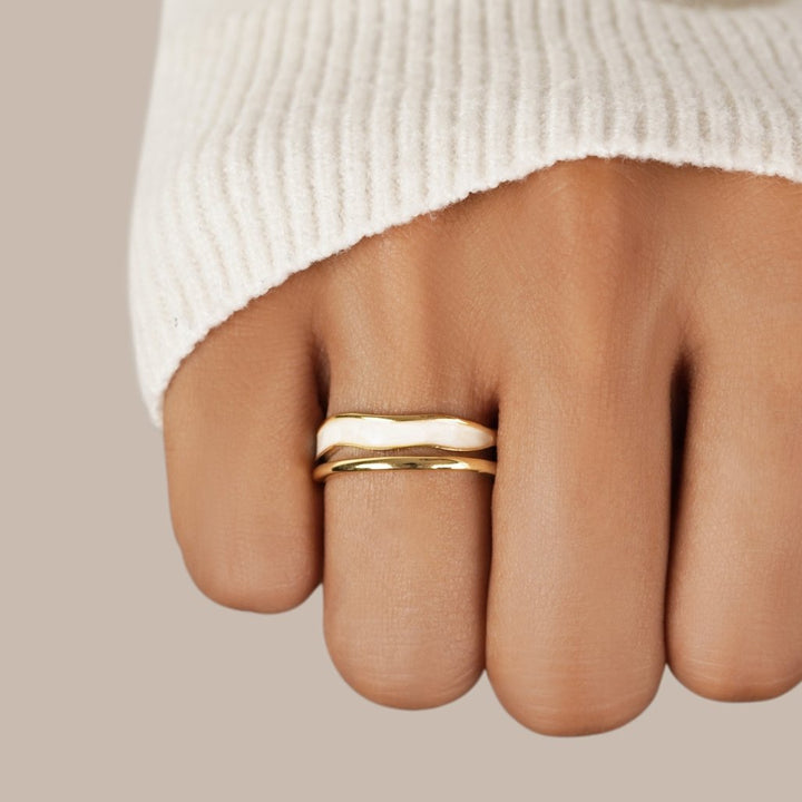 Anello Dorato Sahara a Strati