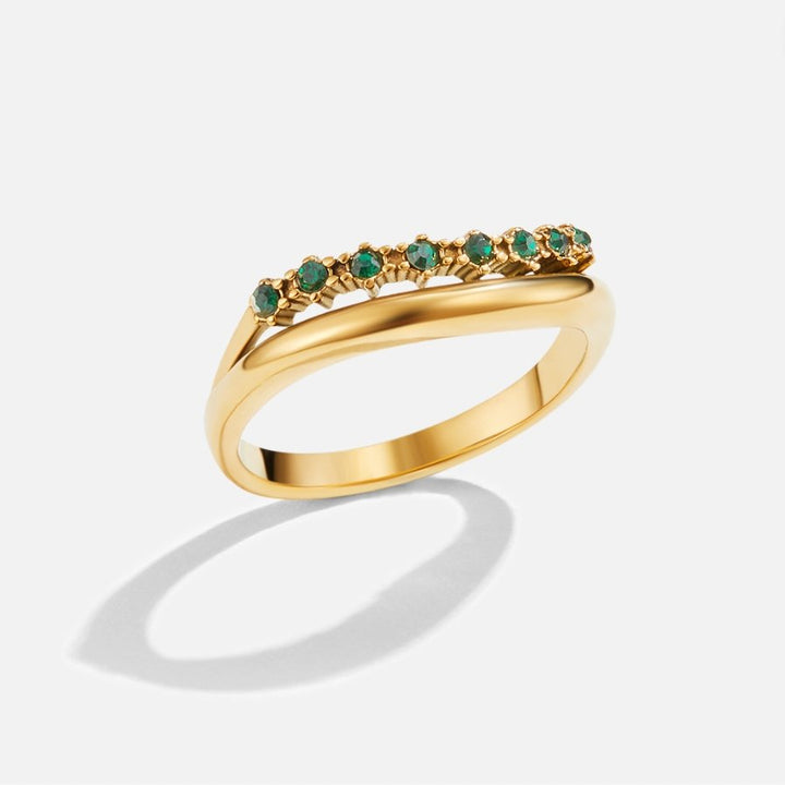 Mary - Anello sovrapposto in verde smeraldo