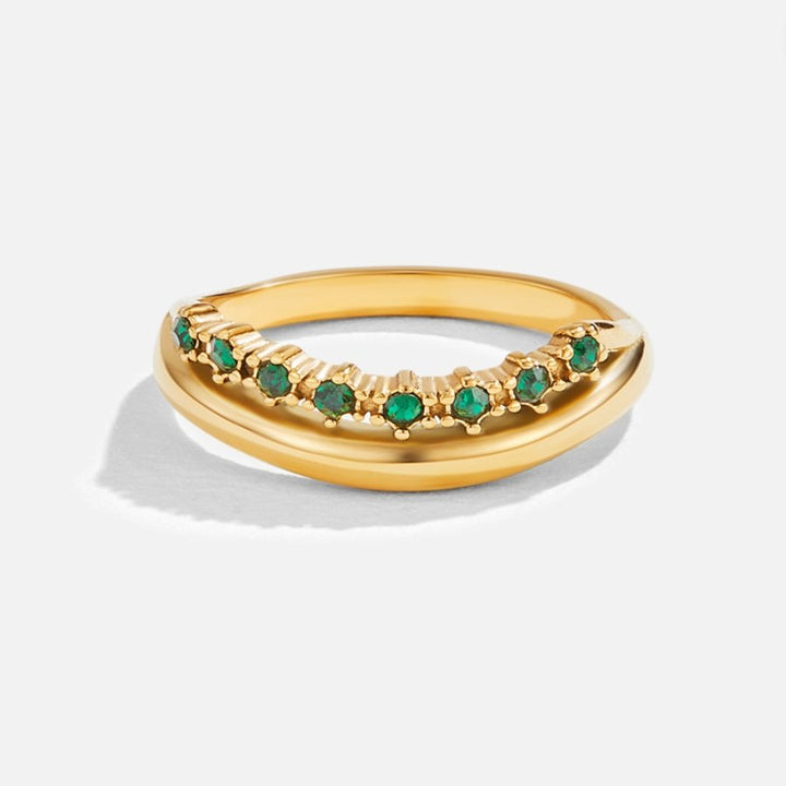 Mary - Anello sovrapposto in verde smeraldo